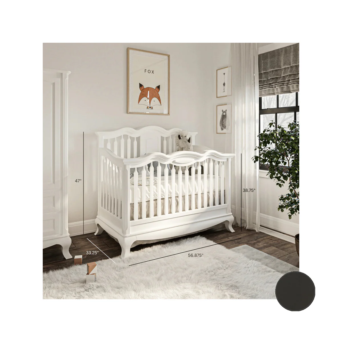 Romina Cleopatra Convertible crib w/ Open Back - Image 12