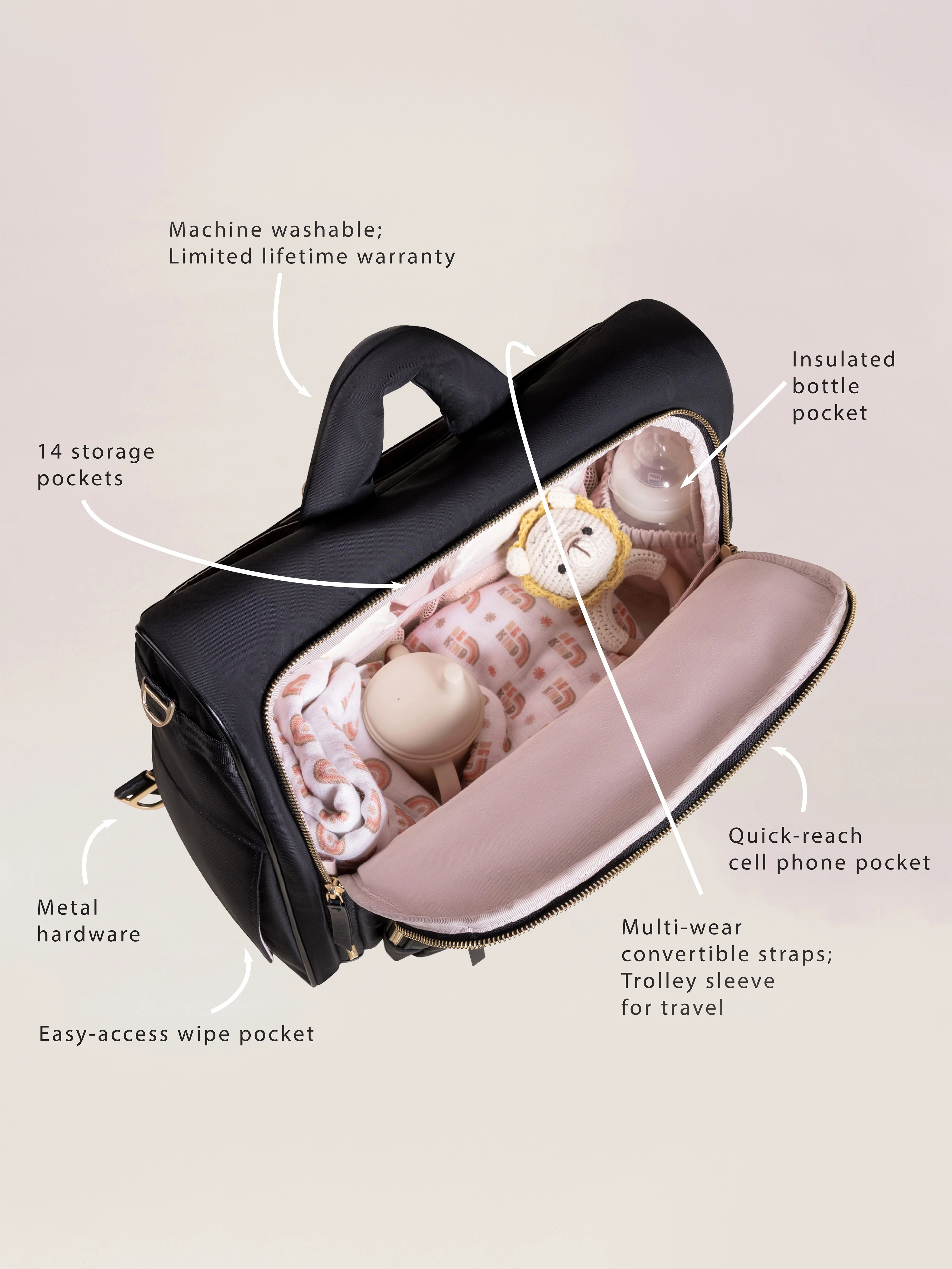 JuJuBe Satchel Diaper Bag - Black - Image 2