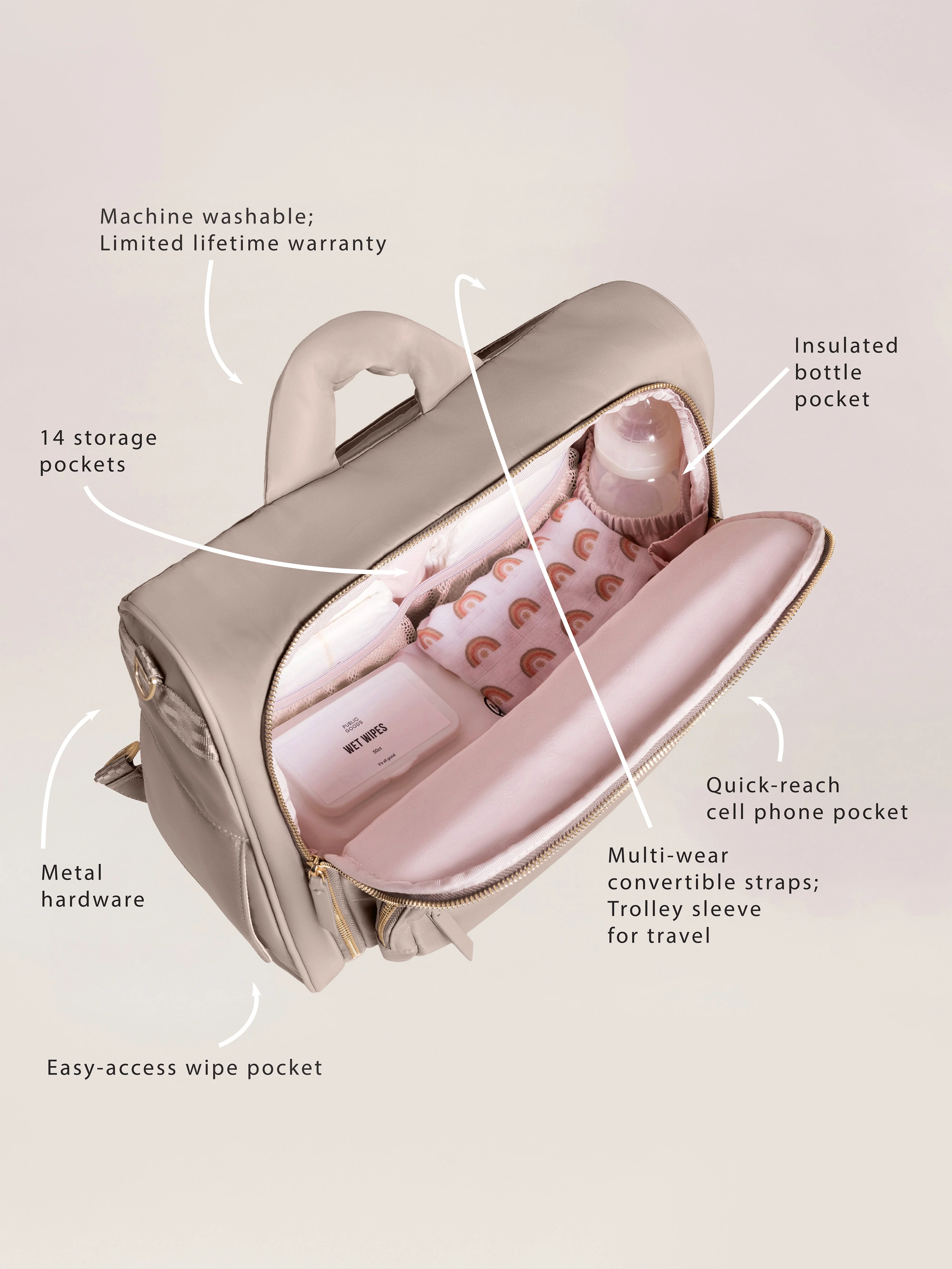 JuJuBe Satchel Diaper Bag - Taupe - Image 3