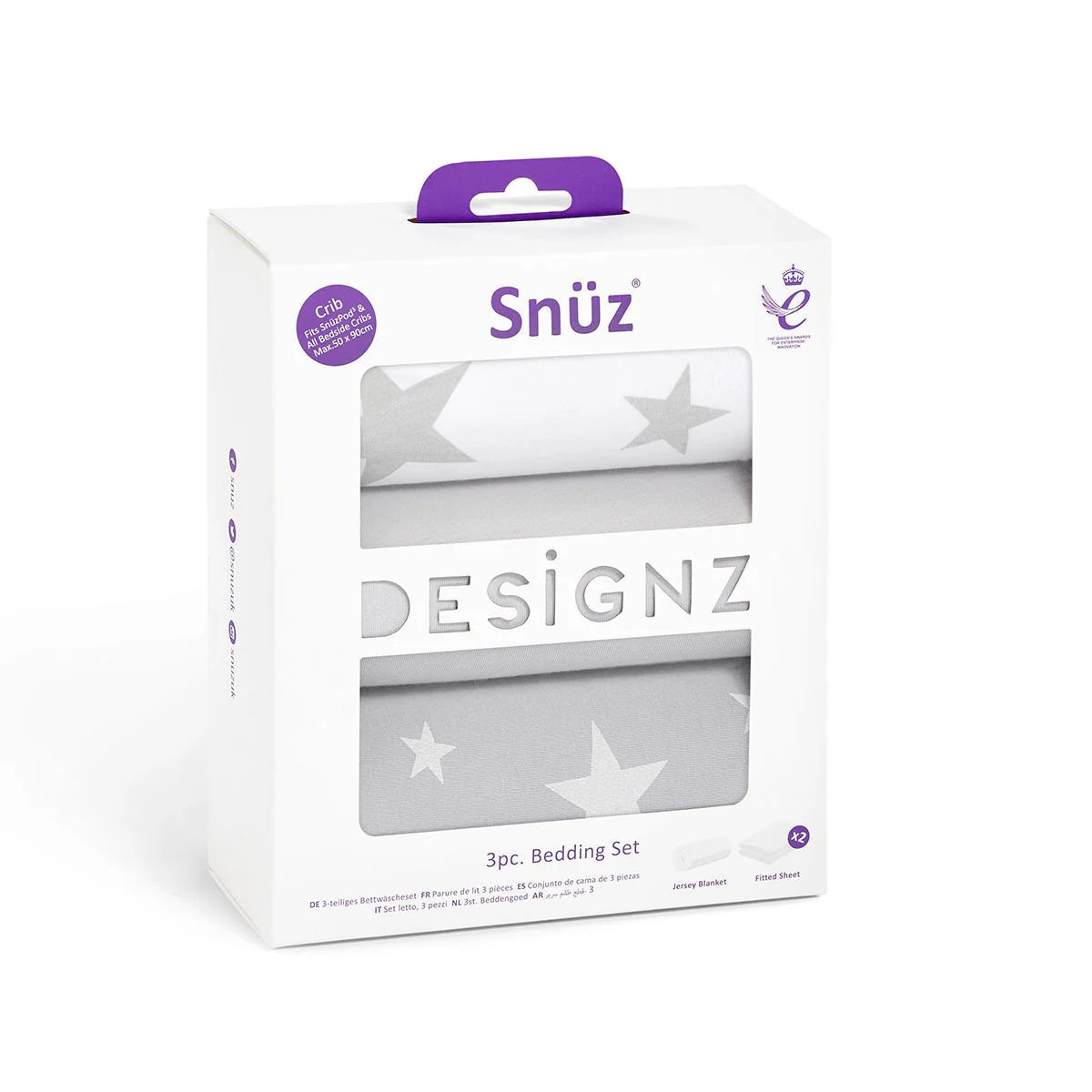 Snuz 3pc. Bassinet Bedding Set - Grey Star - Image 4