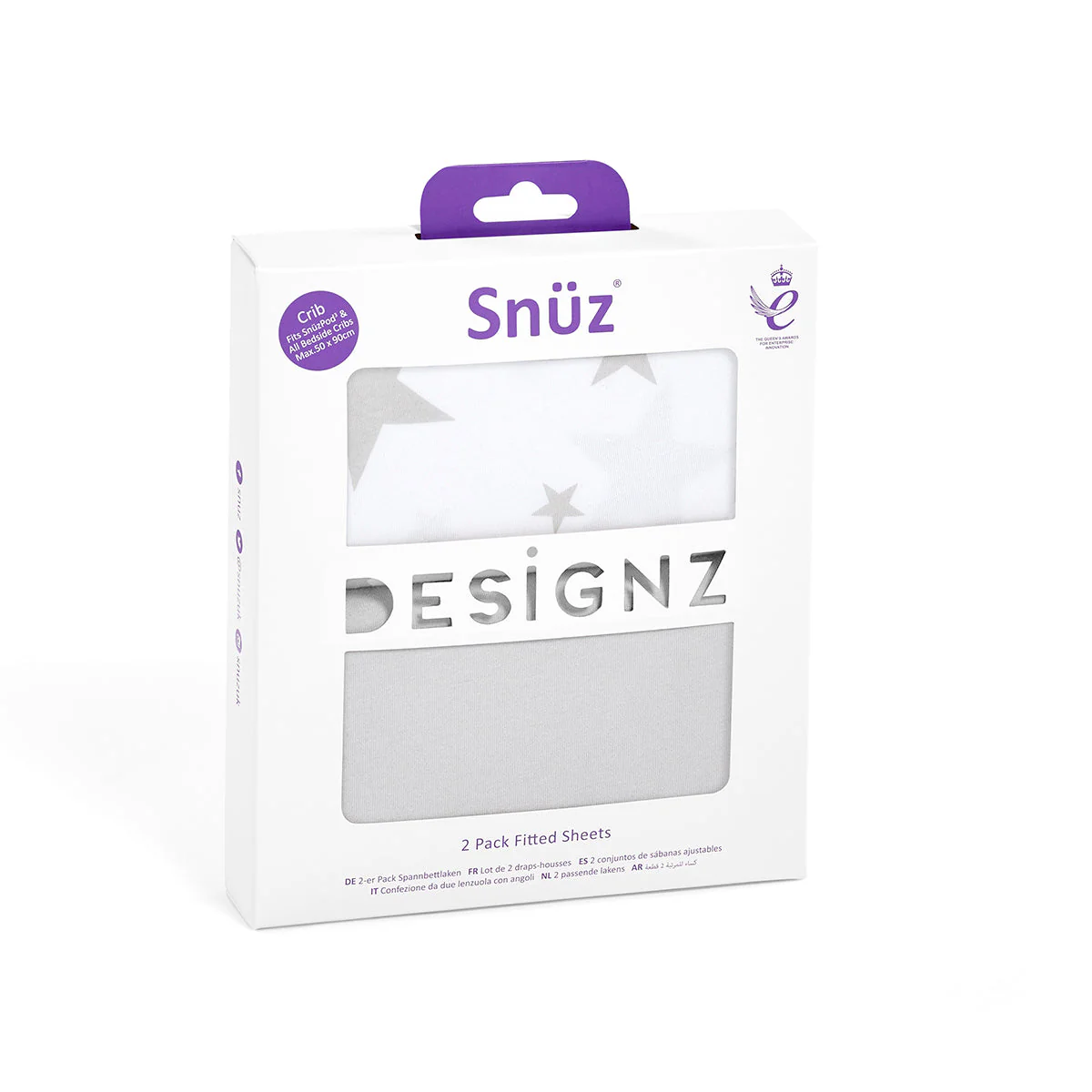 Snuz Twin Pack Bassinet Sheets - Gray Star - Image 5