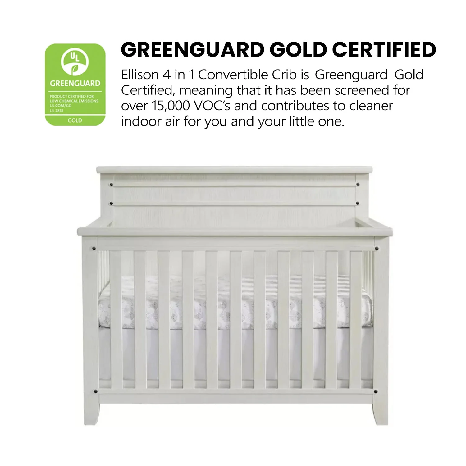 Soho Baby Ellison 4 In 1 Convertible Crib - Rustic White - Image 4