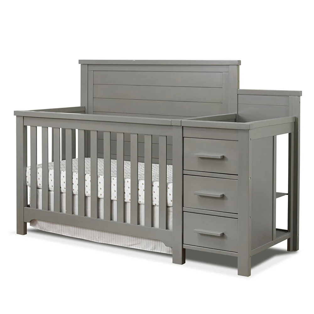Sorelle Farmhouse Crib And Changer in Weathered Gray