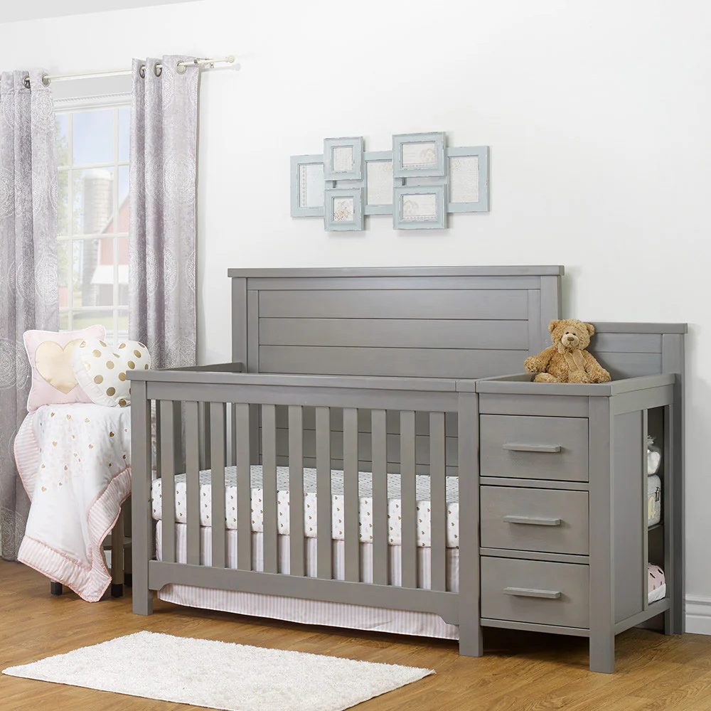 Sorelle Farmhouse Crib And Changer in Weathered Gray - Image 4
