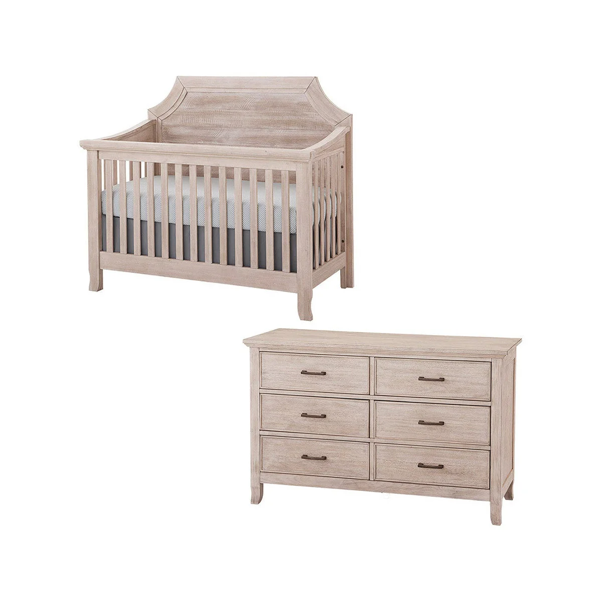 Stella Baby Remi 2 Piece Nursery Set in Sugar Coat - Convertible Clipped Crib & 6 Drawer Dresser - Image 5