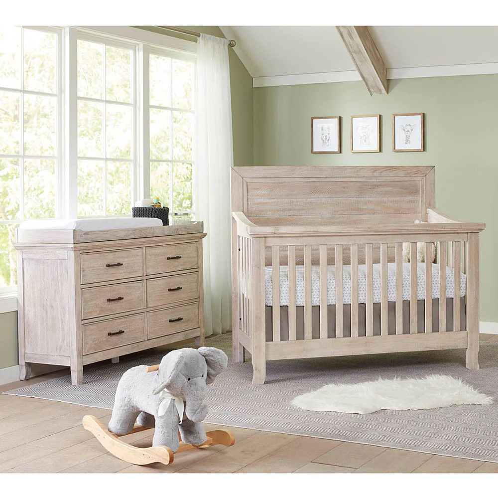 Stella Baby Remi 2 Piece Nursery Set in Sugar Coat - Convertible Flat Crib & 6 Drawer Dresser - Image 5