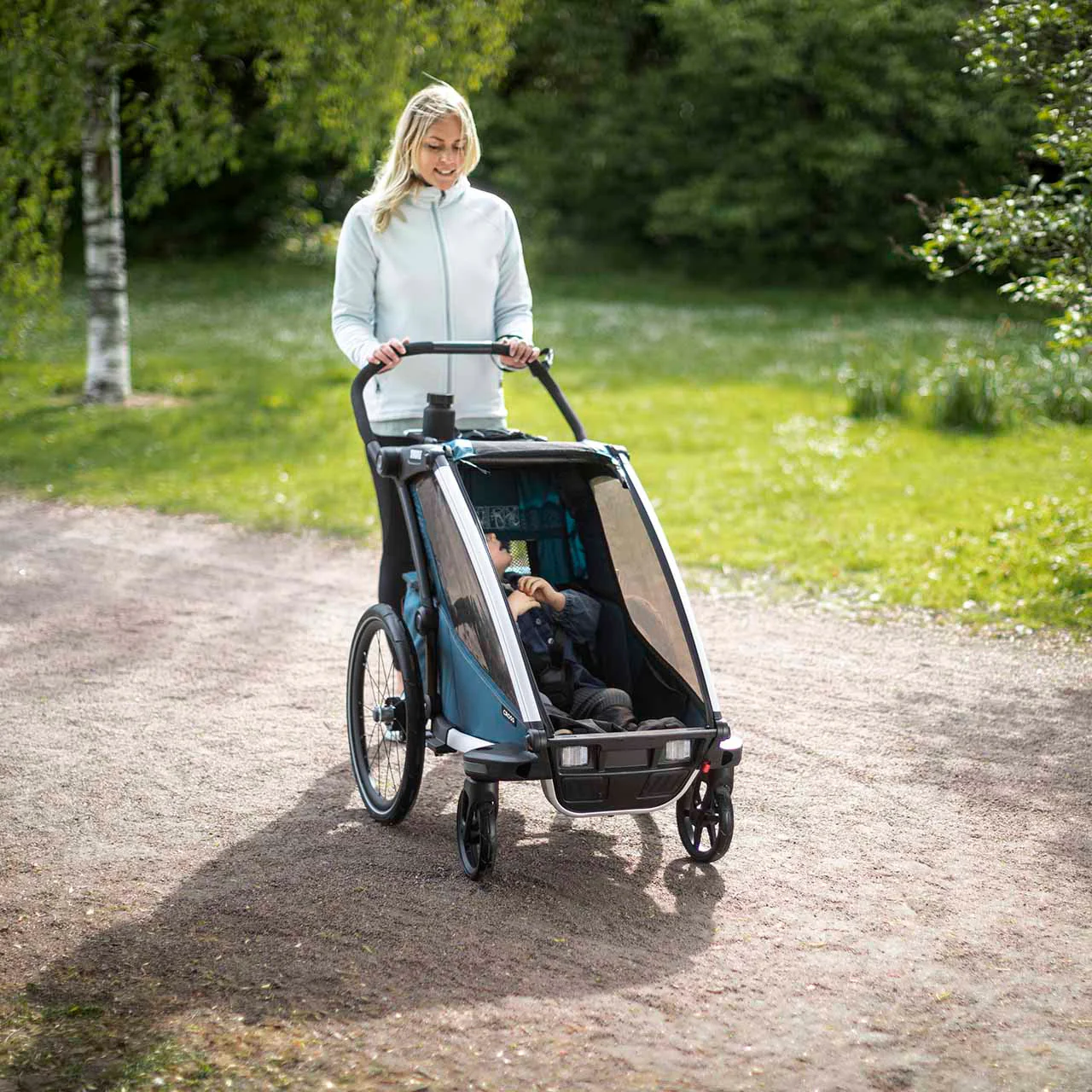Thule Chariot Cross 1-Seat Multisport Bike Trailer Majolica Blue - Image 4