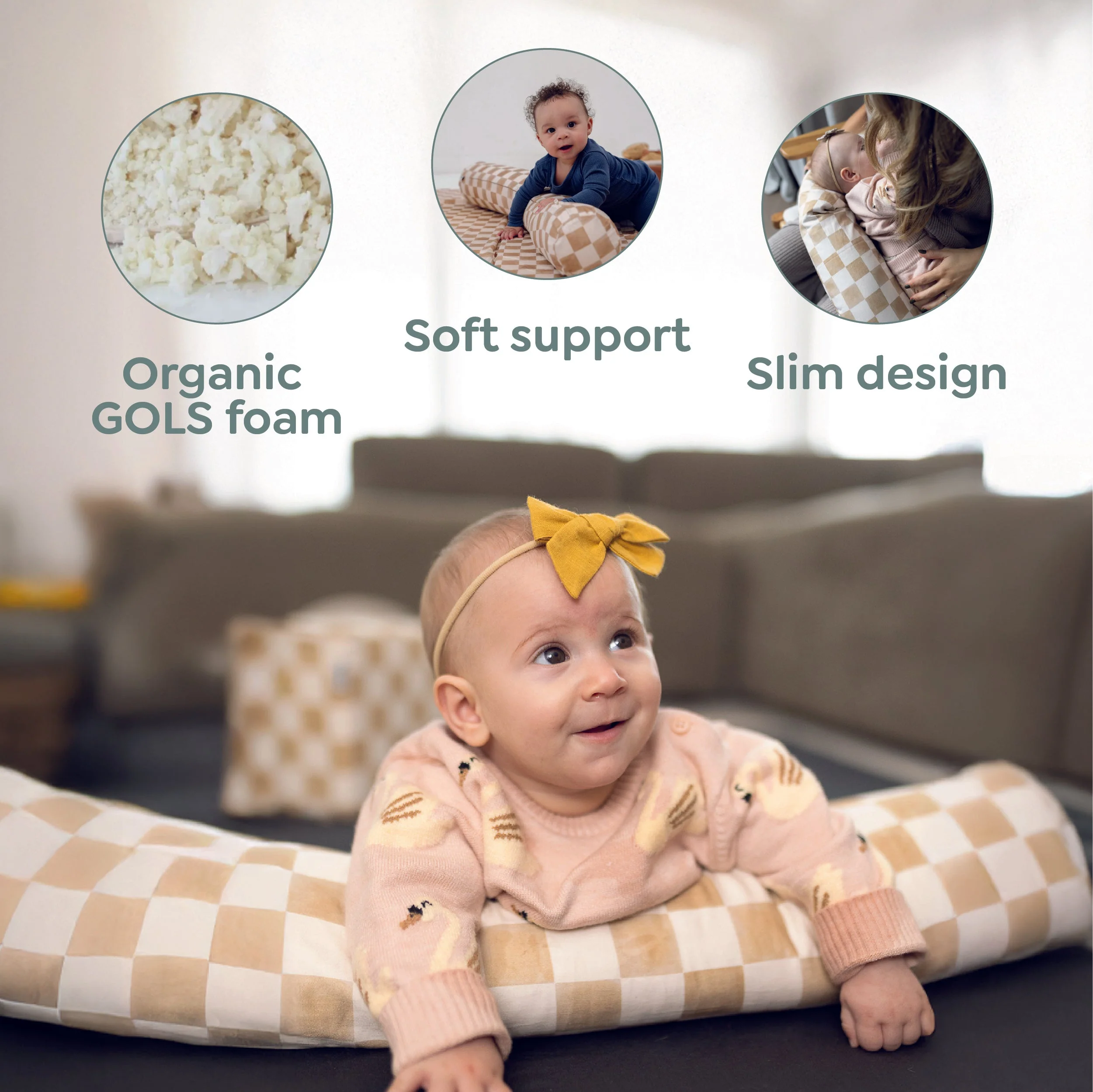 Toki Kids Checker Toffee Support Pillow - Image 6