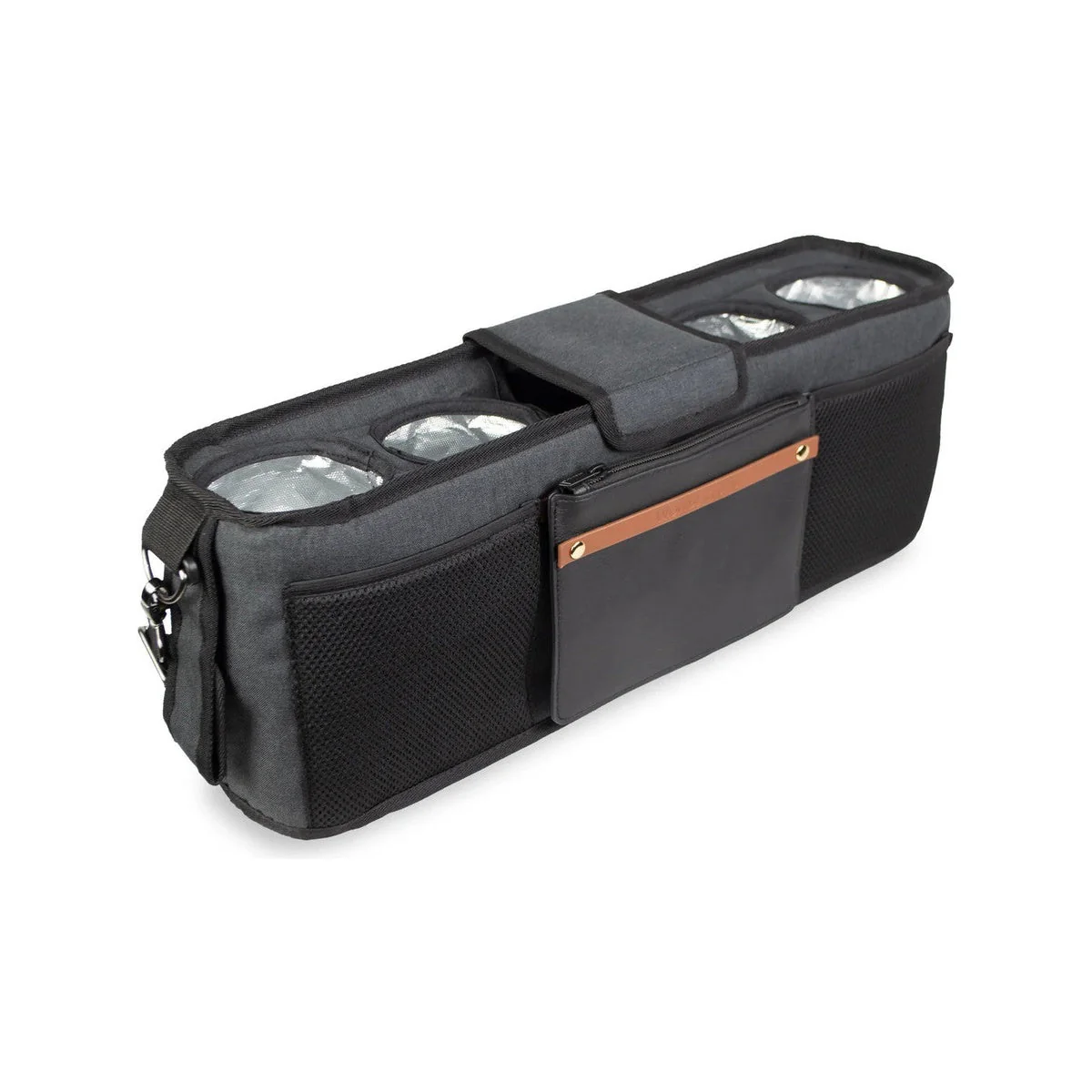 WonderFold Parent Console with 4 Insulated Cup Holders - Black - Image 4